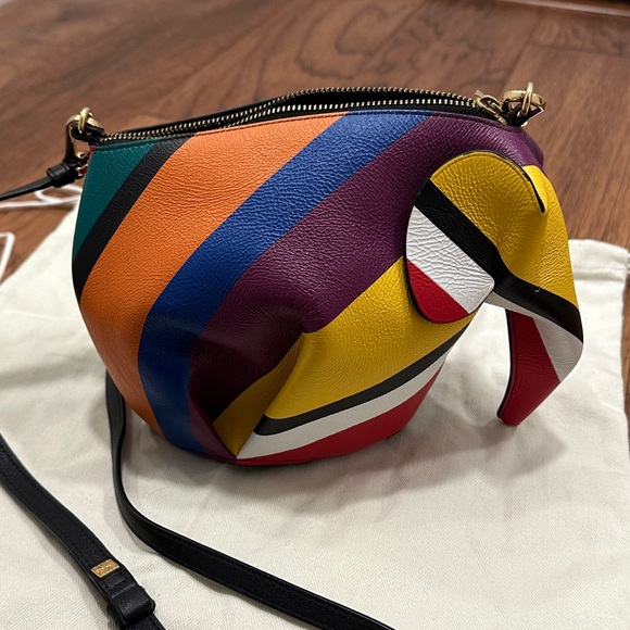 Mini Striped Leather Shoulder Elephant Bag In Multicolor - Picture 4 of 15